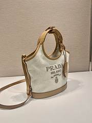 Prada Small Linen Blend and Leather Tote Bag Size 21 x 18 x 9 cm - 4