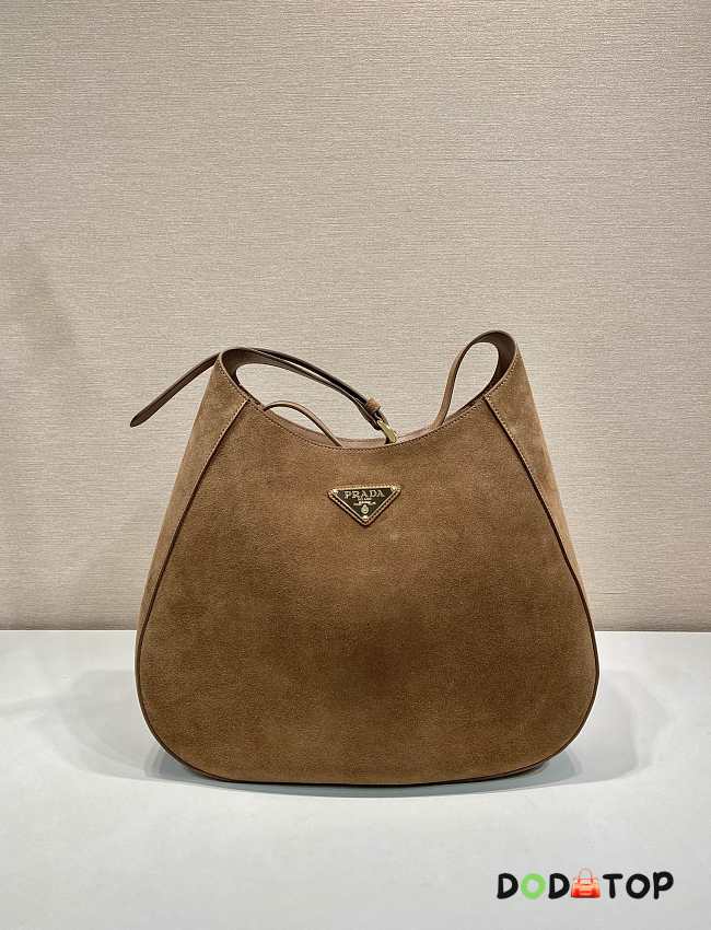 Prada Suede Cleo Crossbody Bag Brown Size 40 x 30 x 9 cm - 1