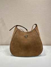 Prada Suede Cleo Crossbody Bag Brown Size 40 x 30 x 9 cm - 1