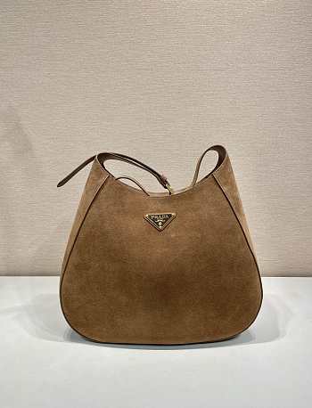 Prada Suede Cleo Crossbody Bag Brown Size 40 x 30 x 9 cm