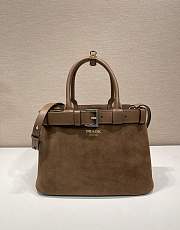 Prada Double Shopping Bag Brown Suade Size 32 x 23 x 11 cm - 1