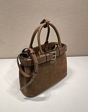 Prada Double Shopping Bag Brown Suade Size 32 x 23 x 11 cm - 2