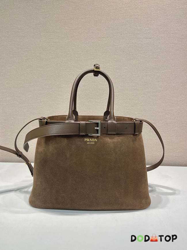 Prada Double Shopping Bag Brown Large Suade 37.5 x 27.5 x 14 cm - 1