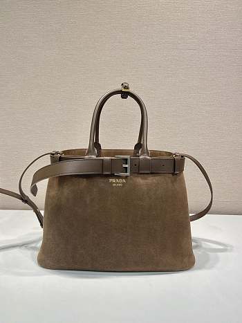 Prada Double Shopping Bag Brown Large Suade 37.5 x 27.5 x 14 cm