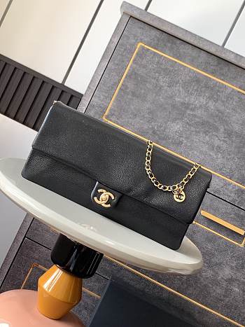 Chanel CF Caviar Gold Coin Black Size 16 x 33 x 5 cm