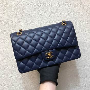 Chanel CF Lambskin Gold Hardware Dark Blue Size 25.5 cm