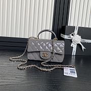 Chanel Mini CF Handle Handbag Grey Patent Leather Size 20 x 12 x 6 cm - 1