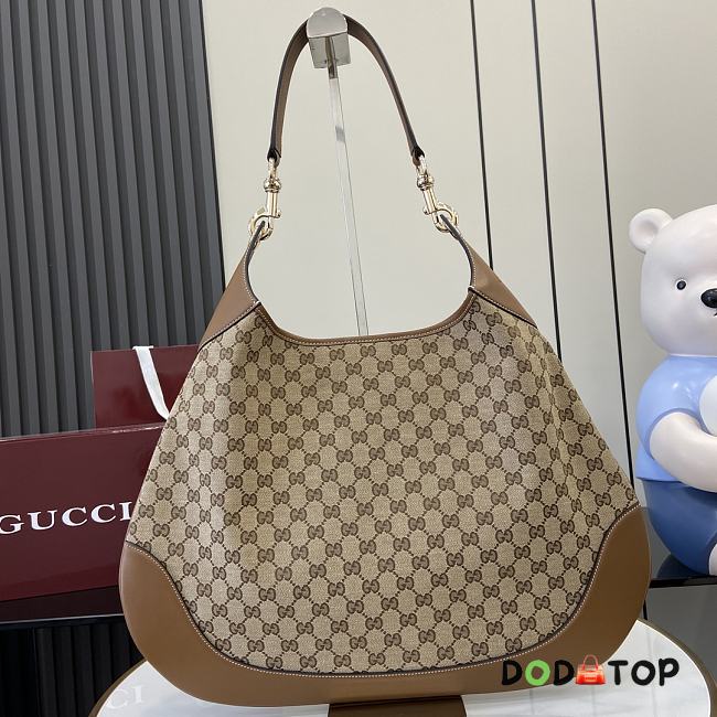 Gucci Body Double Lock Medium Shoulder Bag Apricot Brown Leather Size 49 x 46 x 4 cm - 1