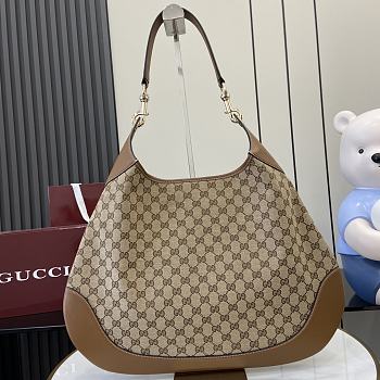 Gucci Body Double Lock Medium Shoulder Bag Apricot Brown Leather Size 49 x 46 x 4 cm