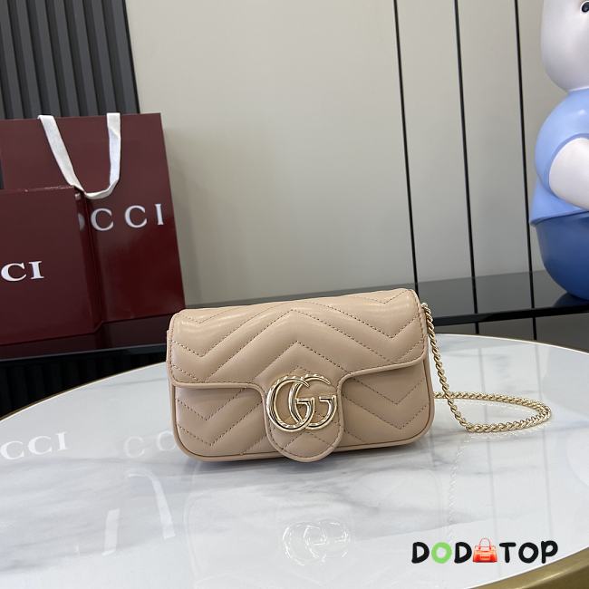 Gucci GG Marmont Super Mini Handbag Light Apricot Size 16.5 x 10 x 4.5 cm - 1