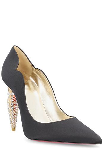 Christian Louboutin Silk Crepe Pumps With 100mm Crystal Heel 