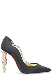 Christian Louboutin Silk Crepe Pumps With 100mm Crystal Heel  - 3