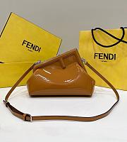 Fendi First Midi Shoulder Bag Patent Brown Size 26 cm - 1