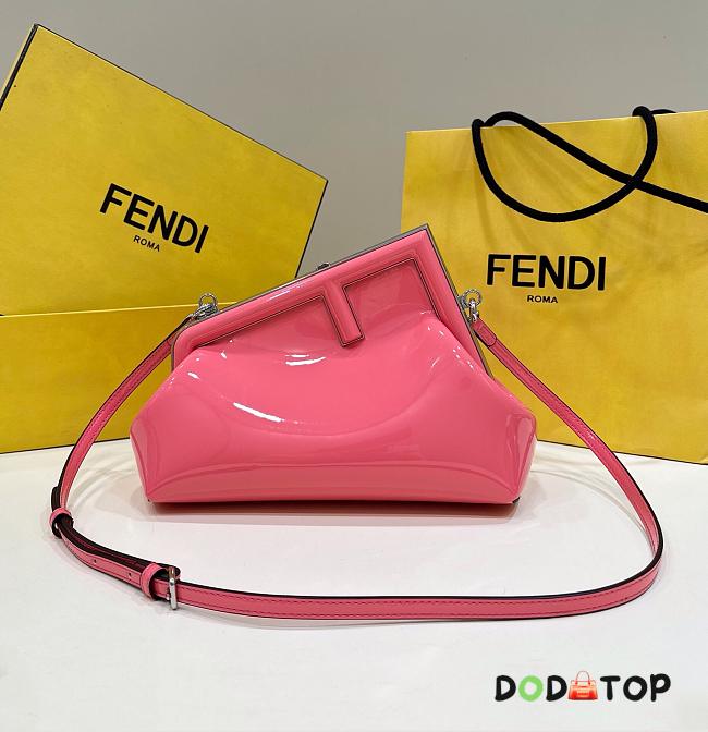 Fendi First Midi Shoulder Bag Patent Pink Size 26 cm - 1