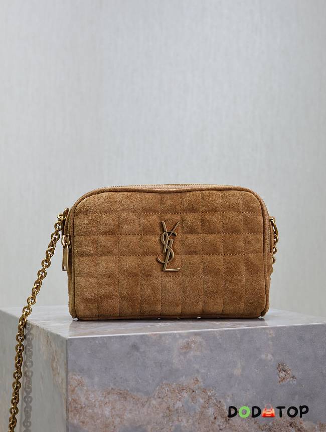 YSL Le Cassandre Matelassé Carré Suede Camera Bag Size 19.5 × 14 × 4 cm - 1