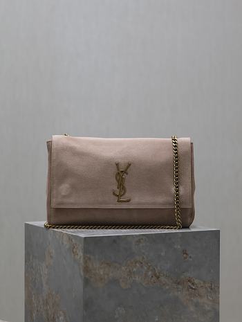 YSL Kate Reversible Suede & Plain Leather Bean Paste Color Suede Size 28.5 x 21 x 6 cm