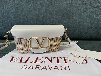 Valentino Bamboo Woven Small Crossbody Bag White Size 21.5 x 10 x 6 cm