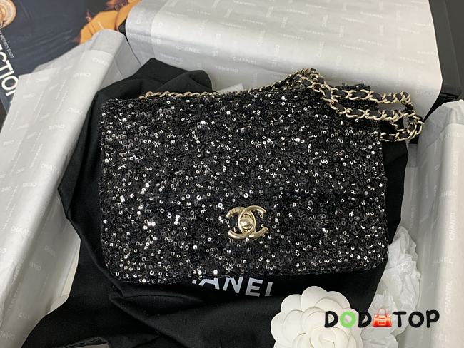 Chanel CF Tweed Sequins Black Size 20 x 15 x 7 cm - 1