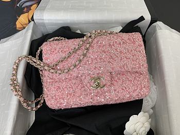 Chanel CF Tweed Sequins Pink Size 20 x 15 x 7 cm