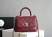 Chanel Mini Handbag Coco Red Wine Bag Size 11.5 x 14.5 x 5.5 cm - 1