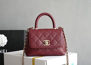 Chanel Mini Handbag Coco Red Wine Bag Size 11.5 x 14.5 x 5.5 cm