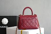 Chanel Mini Handbag Coco Red Wine Bag Size 11.5 x 14.5 x 5.5 cm - 5