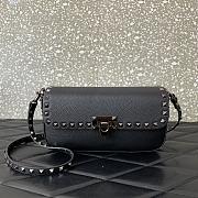 Valentino Garavani Small Rockstud Grainy Calfskin Crossbody Bag Black Size 24 x 12 x 6 cm - 1