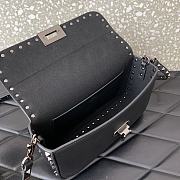 Valentino Garavani Small Rockstud Grainy Calfskin Crossbody Bag Black Size 24 x 12 x 6 cm - 6