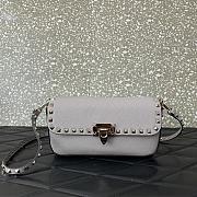 Valentino Garavani Small Rockstud Grainy Calfskin Crossbody Bag Grey Size 24 x 12 x 6 cm - 1