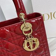 Dior Lady Medium Red Patent Leather Bag Size 24 x 20 x 11 cm - 6