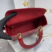 Dior Lady Medium Red Patent Leather Bag Size 24 x 20 x 11 cm - 5