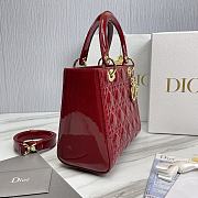 Dior Lady Medium Red Patent Leather Bag Size 24 x 20 x 11 cm - 2