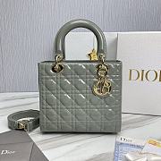 Dior Lady Medium Patent Green Leather Bag Size 24 x 20 x 11 cm - 1