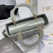 Dior Lady Medium Patent Green Leather Bag Size 24 x 20 x 11 cm - 4