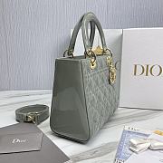 Dior Lady Medium Patent Green Leather Bag Size 24 x 20 x 11 cm - 5