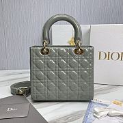 Dior Lady Medium Patent Green Leather Bag Size 24 x 20 x 11 cm - 2