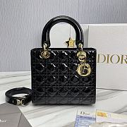 Dior Lady Medium Black Patent Leather Bag Size 24 x 20 x 11 cm - 1