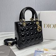 Dior Lady Medium Black Patent Leather Bag Size 24 x 20 x 11 cm - 4