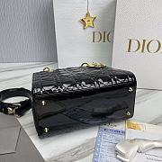 Dior Lady Medium Black Patent Leather Bag Size 24 x 20 x 11 cm - 3