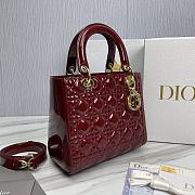 Dior Lady Medium Burgundy Patent Leather Bag Size 24 x 20 x 11 cm - 6