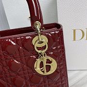 Dior Lady Medium Burgundy Patent Leather Bag Size 24 x 20 x 11 cm - 5