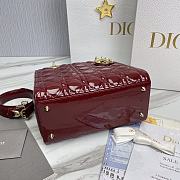 Dior Lady Medium Burgundy Patent Leather Bag Size 24 x 20 x 11 cm - 4