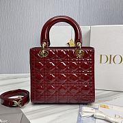 Dior Lady Medium Burgundy Patent Leather Bag Size 24 x 20 x 11 cm - 3