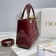 Dior Lady Medium Burgundy Patent Leather Bag Size 24 x 20 x 11 cm - 2