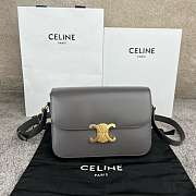 Celine Classique Triomphe Bag In Shiny Calfskin Gray Size 22 x 15.5 x 6 cm - 1