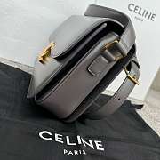 Celine Classique Triomphe Bag In Shiny Calfskin Gray Size 22 x 15.5 x 6 cm - 6