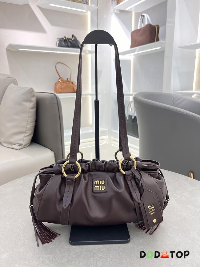 Miu Miu Dark Brown Joie Nappa Leather Bag Size 40 x 22 x 10.5 cm - 1