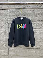 Dior Cotton Long Sleeve Hoodies Black/White - 1