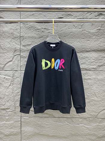 Dior Cotton Long Sleeve Hoodies Black/White