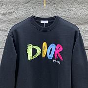 Dior Cotton Long Sleeve Hoodies Black/White - 5